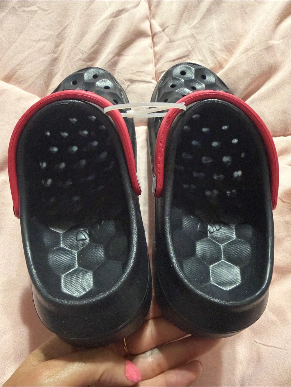 Joybees Kids' Black Clogs with Red Heel Strap
